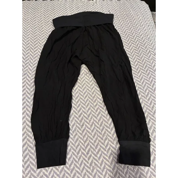 Hard Tail Women's Black Harem Foldover Waist Capris Sz Small - Image 2