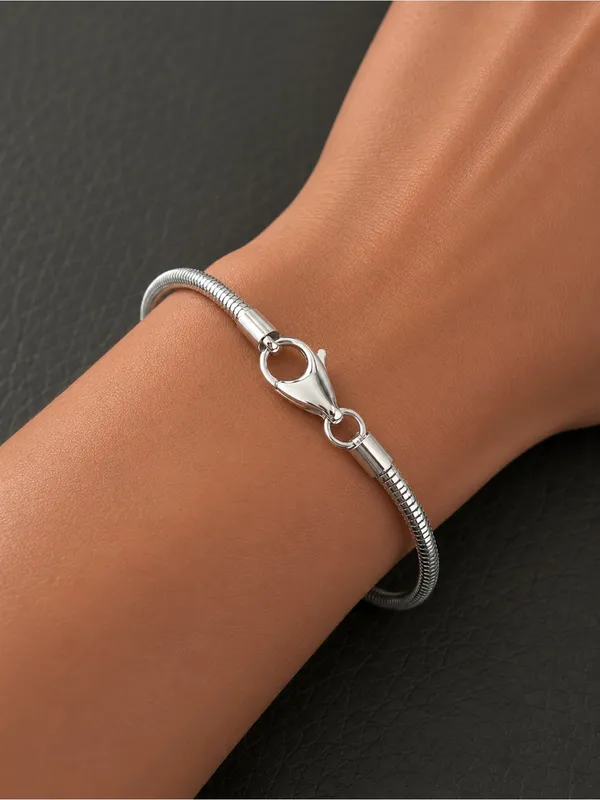 Sterling Silver Snake Chain Bracelet Lobster Clasp 8.5 Inches 7.5 Grams - Image 2