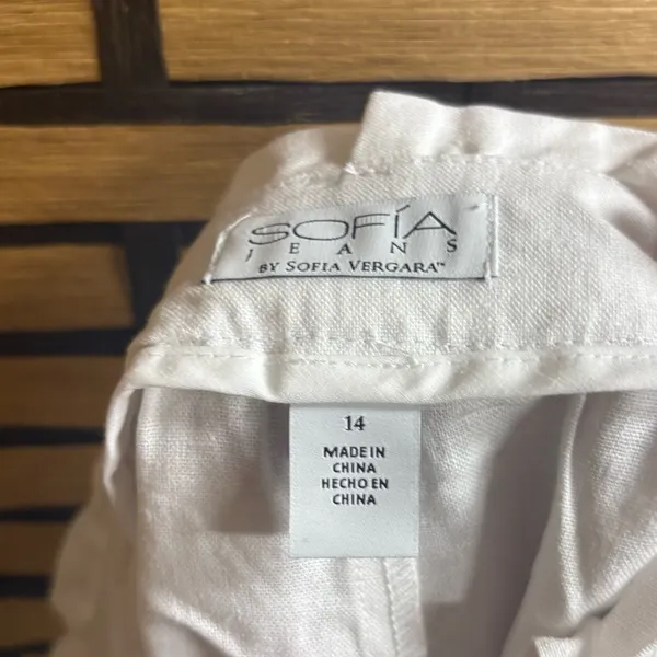 Sofia Vergera White Blend Linen Blend Shorts Size‎ 14 - Image 5