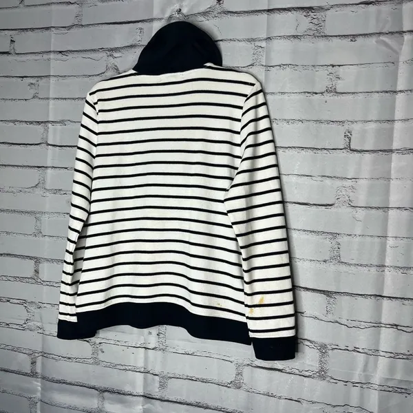 Lauren Ralph Lauren Striped Cowl Neck Sweater White & Black Sz L Cotton Knit Y2K - Image 10