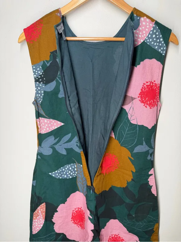 Anthropologie Floral‎ Linen Blend Shift Dress Artsy Botanical Boho Lagenlook PM - Image 8