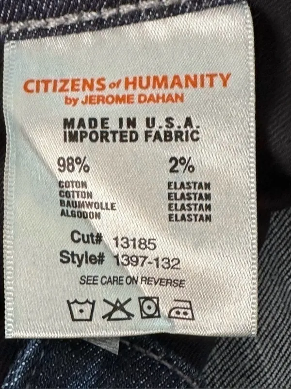 CITIZEN OF HUMANITY MID RISE HUTTON WIDE LEG FLARE DARK WASH SIZE 30 Inseam 34 - Image 16
