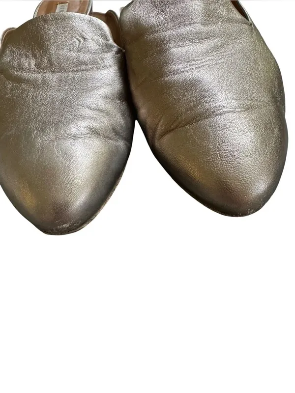 Veronica Beard Gold Metallic Leather Mules 38.5 - Image 5