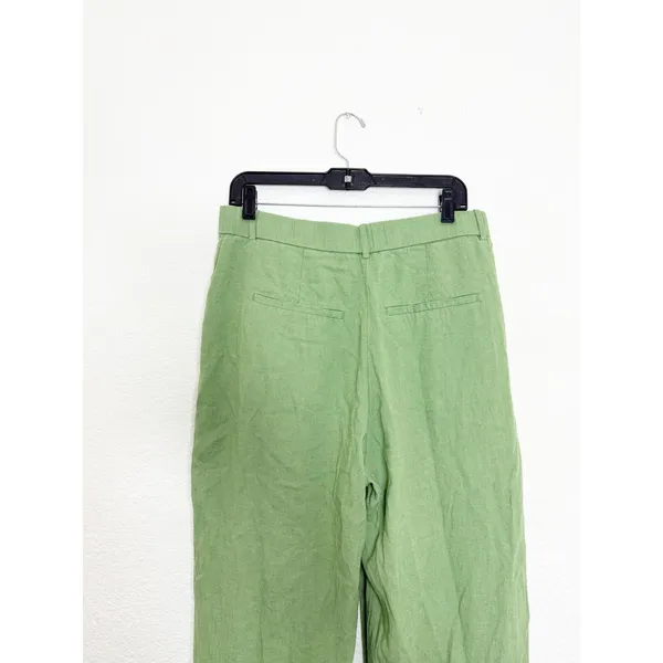 Abercrombie & Fitch Sloane Co-ord Linen Blend Wide Leg Trouser Size 12/31 Green - Image 12