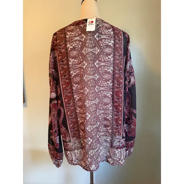 Daytrip Buckle XL Red Black Paisley Sheer Henley Blouse NWT boho whimsigoth Retr - Image 3