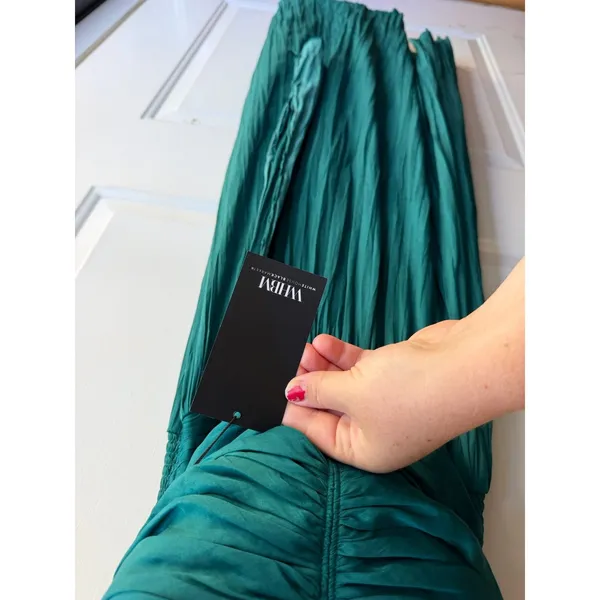 White House | Black Market NEW $170 Strapless Halter Pleated Tie-Waist Midi Dress in Emerald Green 00 - Image 6