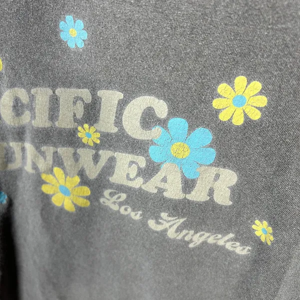 PacSun Grey Floral Pacific Sunwear Los Angeles Graphic Retro T-Shirt Large - Image 2