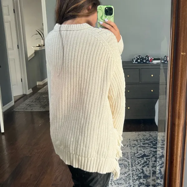 J.Crew Cozy Cable Knit Sweater with Fringe Slit - Image 6