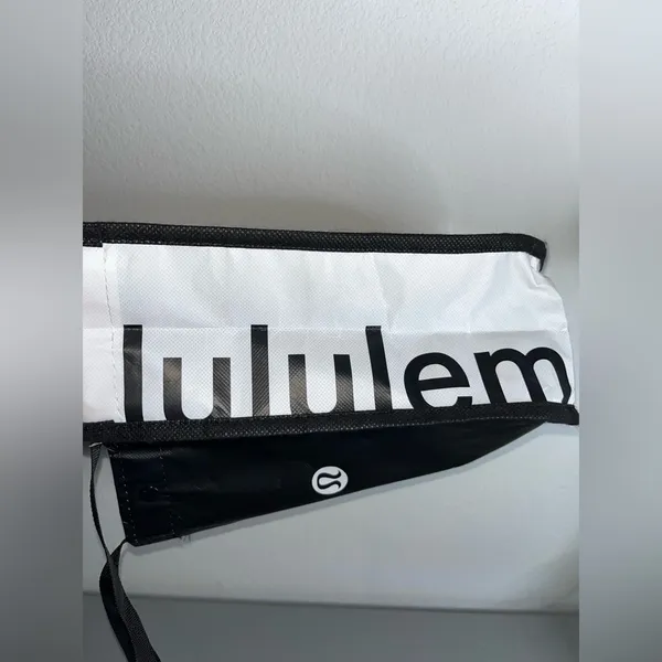 Lululemon Shopping Tote Reusable Bag Black & White Small 11.5" Tall x 9" Wide - Image 2
