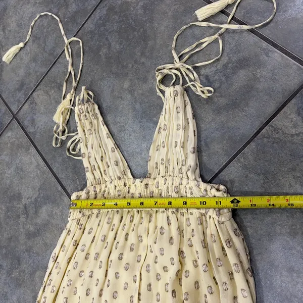 En Creme Womens Deep V-Neck Light Yellow Maxi Dress Sz S Wedding Party Beach EUC - Image 12