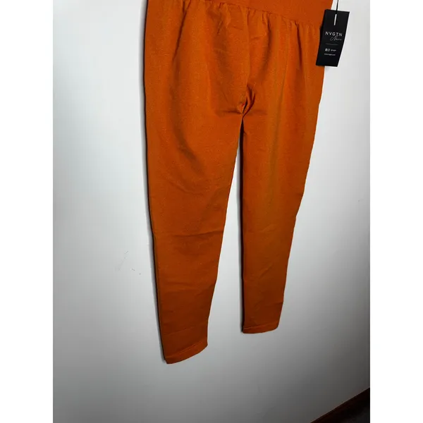 NVGTN Orange Contour Seamless Leggings & Crop Top Gym Set Workout Size XL New - Image 7