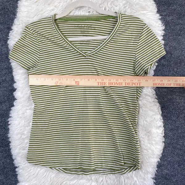 Faded Glory Stripes V Neck Short Sleeve Top Y2k Grunge Alt Mallcore - Image 5