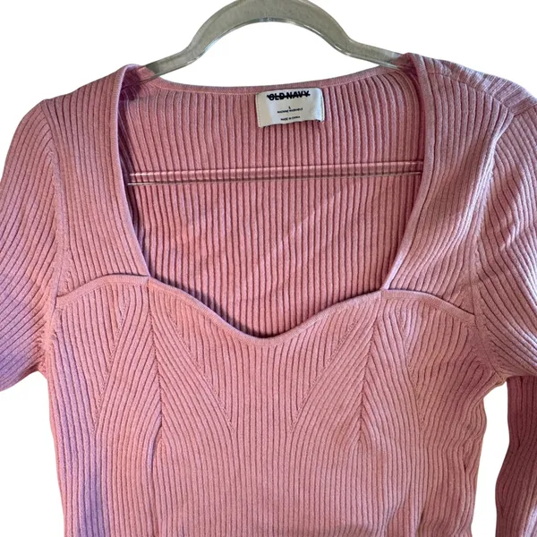 Old Navy Sweetheart Fit Ribbed Sweater Pink Knit L/S L Coquette Balletcore Y2K‎ - Image 8