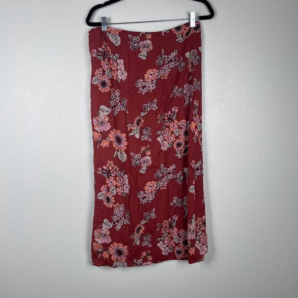 Free People Women's Sunday Sarong Floral midi Skirt Brown Sz 10 - Image 7