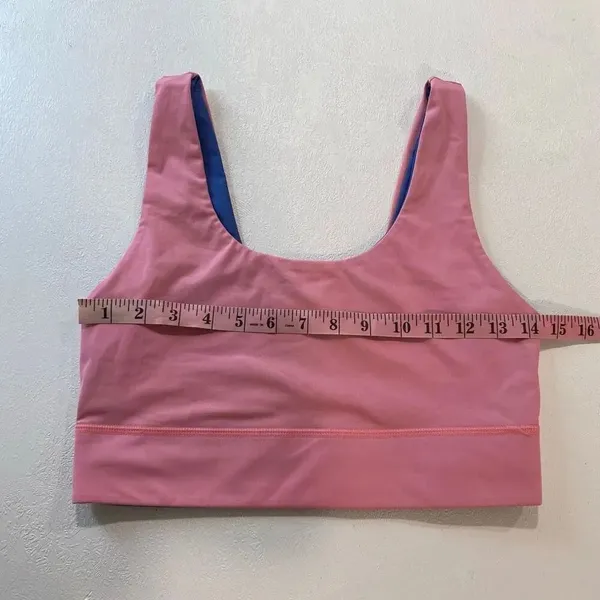 Fabletics Reversible Sports Bra Pink Blue Longline Medium Impact Size M - Image 7