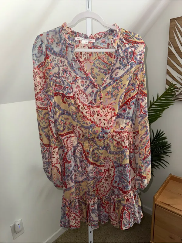 Veronica Beard Destiny Paisley Long Sleeve Silk Mini Dress 8 - Image 2