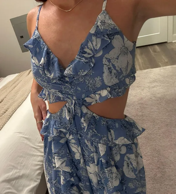 Blue Ruffle Maxi Dress - Image 6