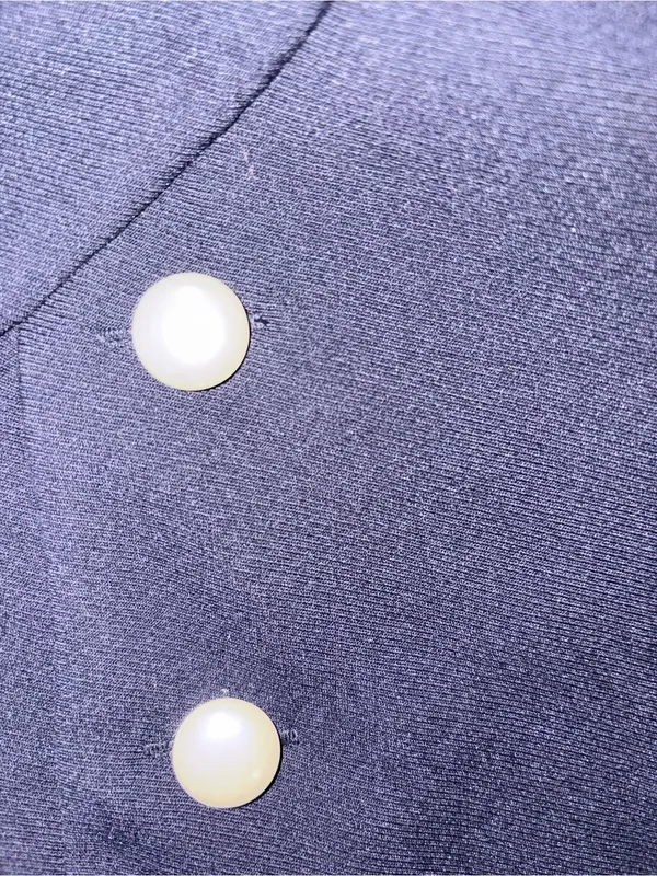 LOFT Navy Sleeveless Ruffle-Hem Dress with Pearl Buttons - Image 3