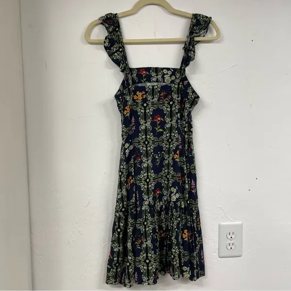 Agua Bendita X Target Blue Ruffled Ditsy Floral Mini Dress XXS Tiered Boho - Image 8