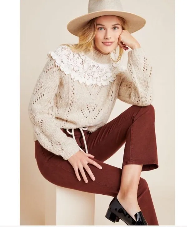 Anthropologie Suzanne Pointelle Sweater NEW - Image 3