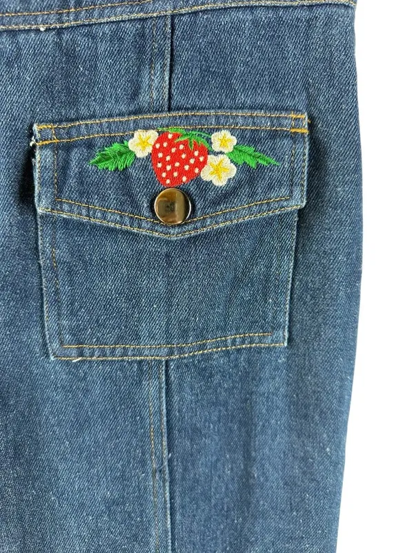 Smak Parlour Strawberry Blossom Embroidered Wide Leg Jeans M Retro Cottagecore - Image 3