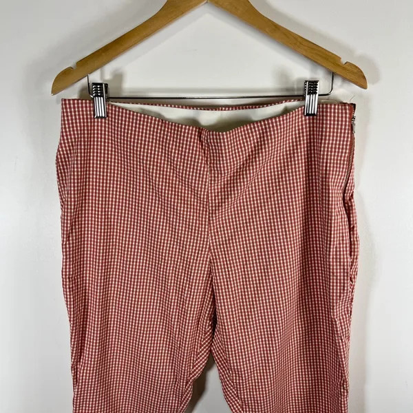 A New Day Womens‎ Gingham Ankle Pants Terracotta Orange White Side Zip Cuffed 16 - Image 3