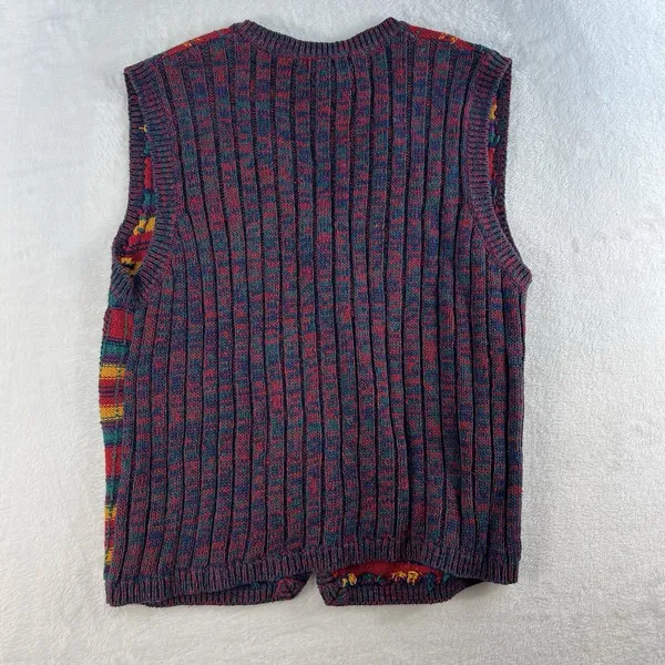 Vtg M Medium Sweater Knit Vest Womens Retro Granny Grandmacore Retro Boho V-Neck - Image 9