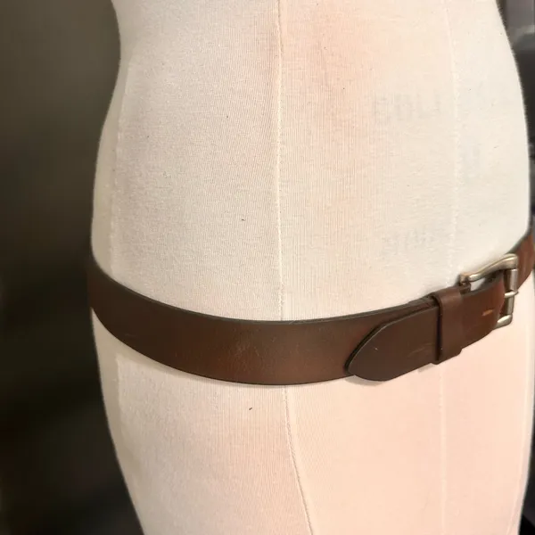 Vintage Brown Leather Belt Men's Unisex Classic Accessories Dress Up Work - Image 6