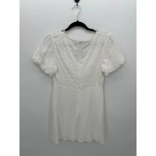 mi ami Womens White Babydoll Mini Dress Sz M Lace Swiss Dot Boho Feminine Soft‎ - Image 2