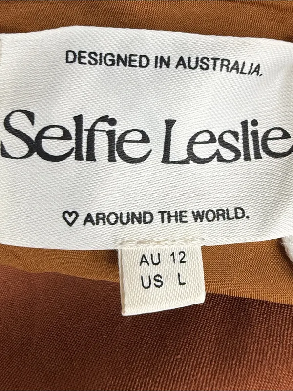 Selfie Leslie Chocolate Brown Satin Cowl Neck Maxi Slip Dress L NWT - Image 6