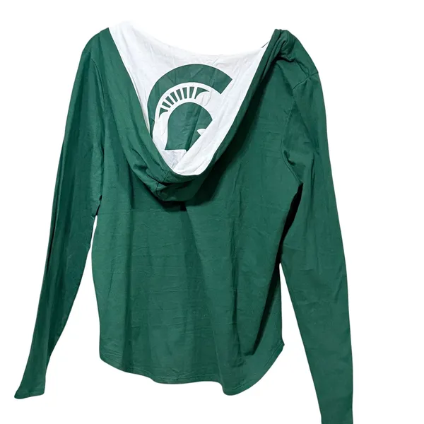 Colosseum Michigan State Spartans Womens Green Hooded Long Sleeve Shirt Large - Image 2