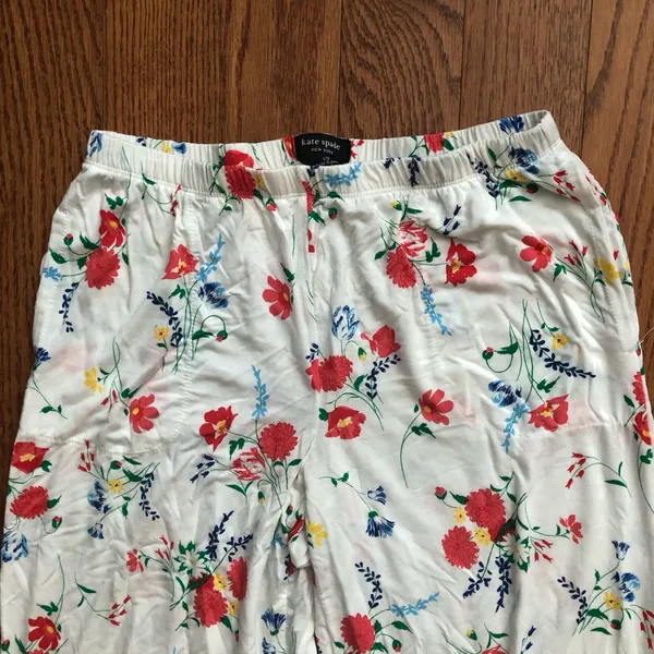 Kate Spade Floral Pajama Pant Set White Red, Blue & Green Accents Women’s Size S - Image 11