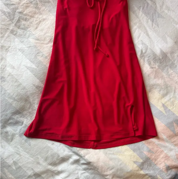 Red Lace Trim Strappy Mini Dress XS - Image 4