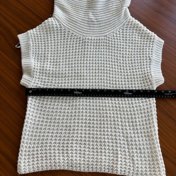 Nine West Vintage America Cream Waffle Knit Cowl Neck‎ Sweater Petite Large - Image 13