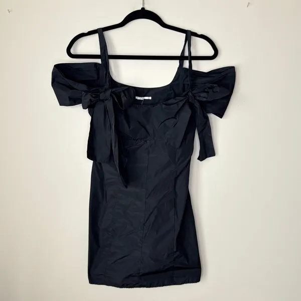 Urban Outfitters Kimchi Blue Monet Bow Strap Mini Dress‎ Black Size Medium Party - Image 5