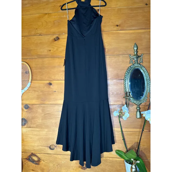 NWT Lulus Elegant Grace Black Tiered Halter High-Low Maxi Dress Backless Gala M - Image 4