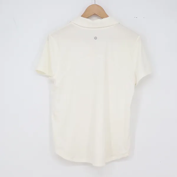 Lululemon Polo Shirt Womens M White Short Sleeve Athletic Golf Tennis Good - Image 6
