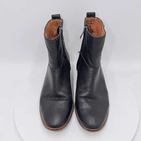 Madewell Womens Black Perrie Pebble Leather Bootie Zip Up Block Heel Size 7 - Image 3