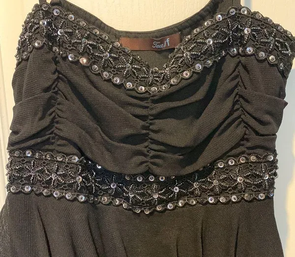 Tea Collection Black Sequins Top Size L - Image 3