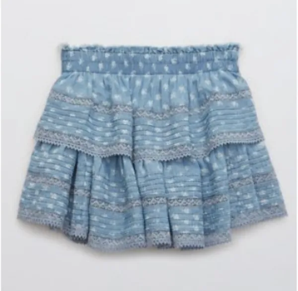 American Eagle Ruffle Printed Mini Skirt With Elastic Waistband - Image 2