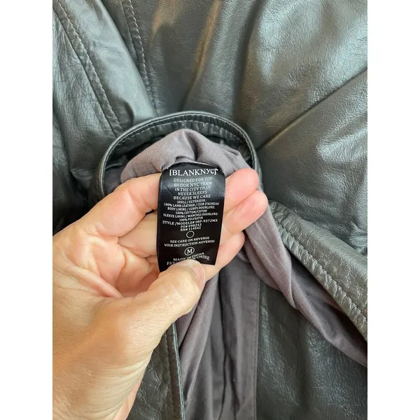 BLANK NYC Lambskin leather moto jacket olive green Medium - Image 9