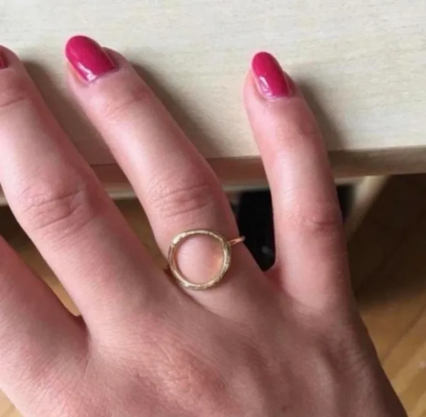 Brand New Gold Filled delicate minimal karma circle ring. Size 6.5 - Image 4
