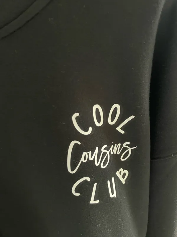 Homemade Black "Cool Cousins Club" Crewneck Sweatshirt with Initials on Sleeve - Image 4