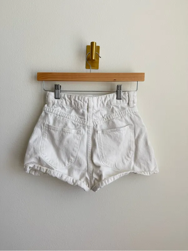 Rolla's Dusters High Rise Slim White Denim Shorts Button Fly Size 25 - Image 7