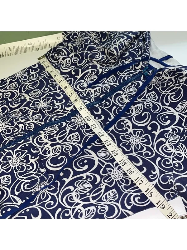 Vintage Liz Claiborne Navy White Floral Boho Hoodie jacket lightweight cruise - Image 6