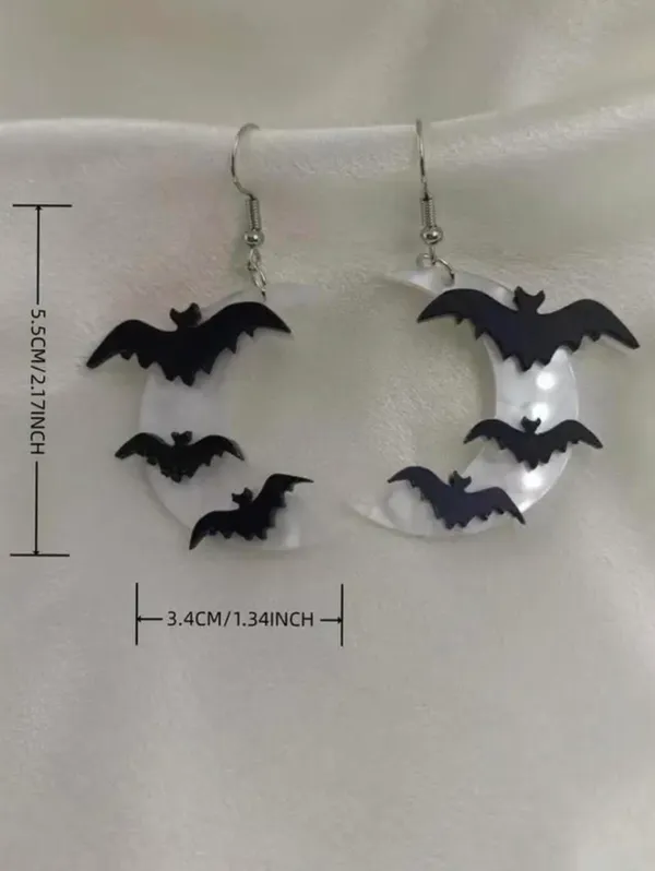 Crescent Moon Bat Acrylic Dangle Earrings Gothic Women Fashion Jewelry - Image 7