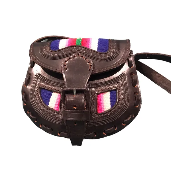 vintage leather black crossbody bag / Adjustable Strap - Image 4