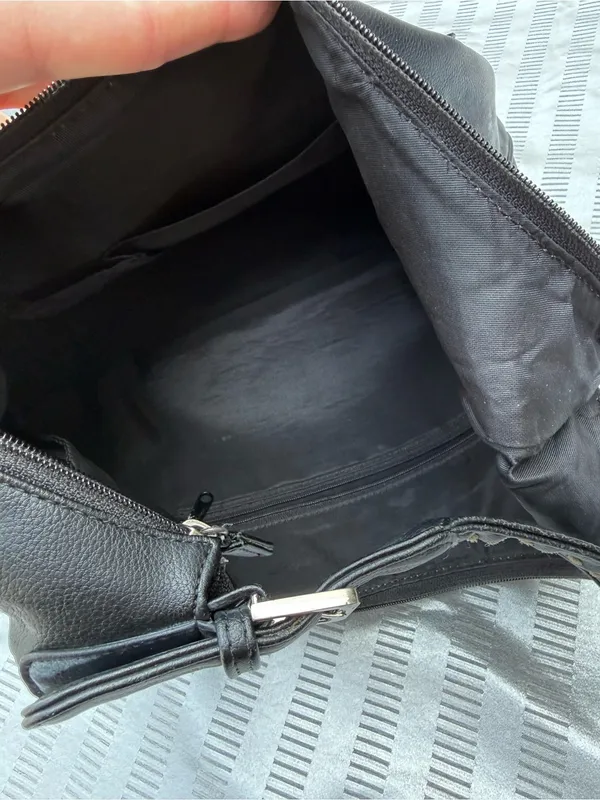 Guess Black Hobo Shoulder Bag – Front Zip Pocket, Silver Hardware - Image 8