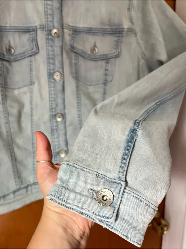 •Chaps light wash denim jean button jacket• Size XL - Image 3