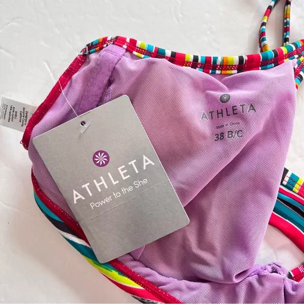 Athleta Montego Colorful Stripes Shirred Underwire Adjustable Bikini Top 38B/C‎ - Image 9